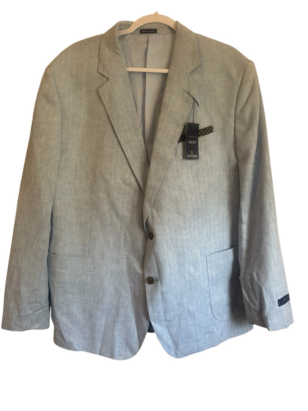 Stafford light blue linen classic fit blazer men’s 50R